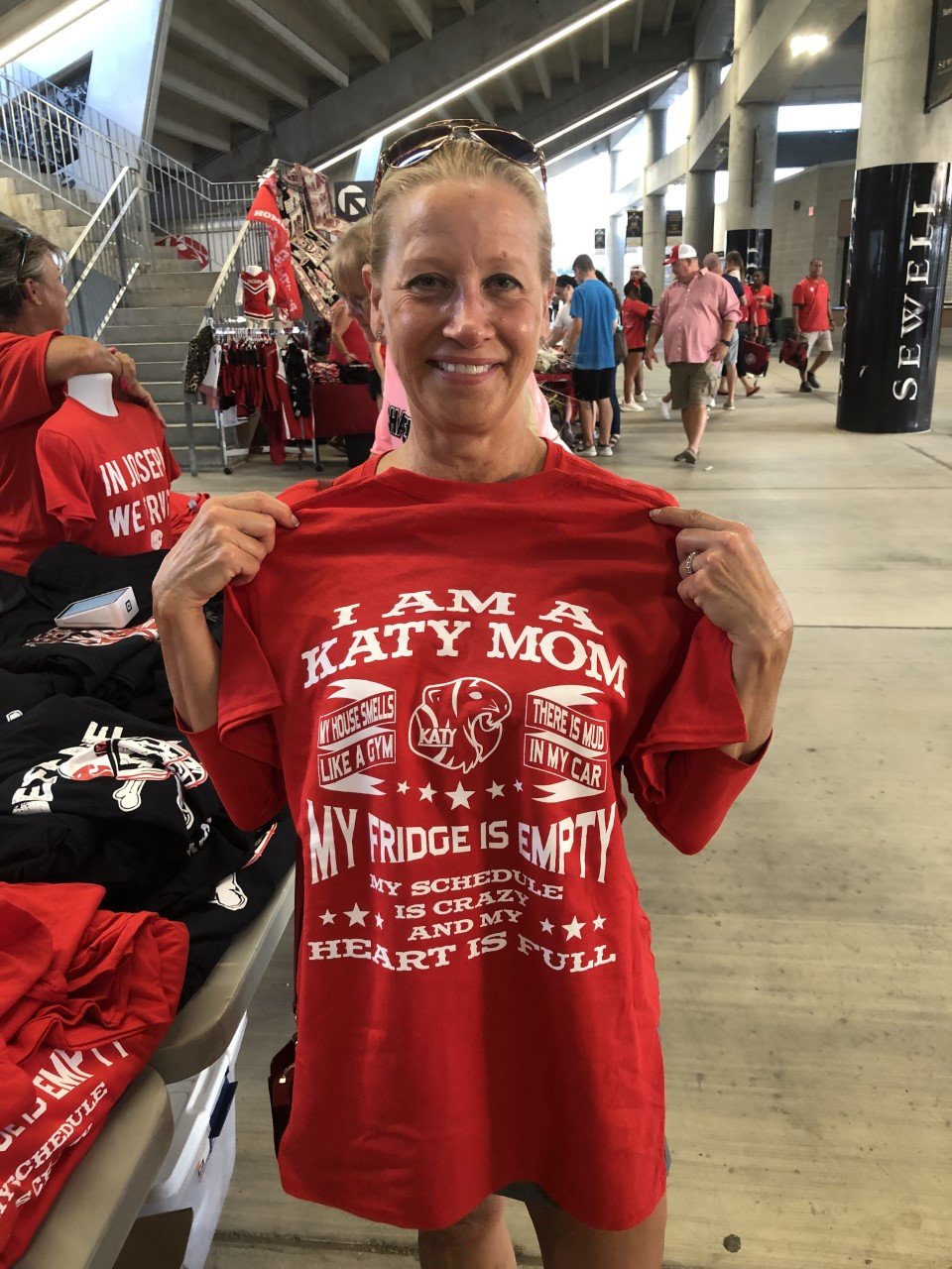 Kara Gunderson is the mother of Katy basketball player Jay Rasmuson. She said the description on the shirt was accurate: her fridge was empty, her schedule was crazy and her heart was full.